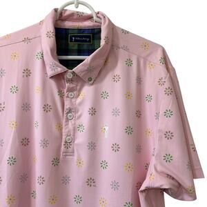 William Murray Mens Sz Large Pink Sunburst Cocktail Short Sleeve Polo Shirt Golf